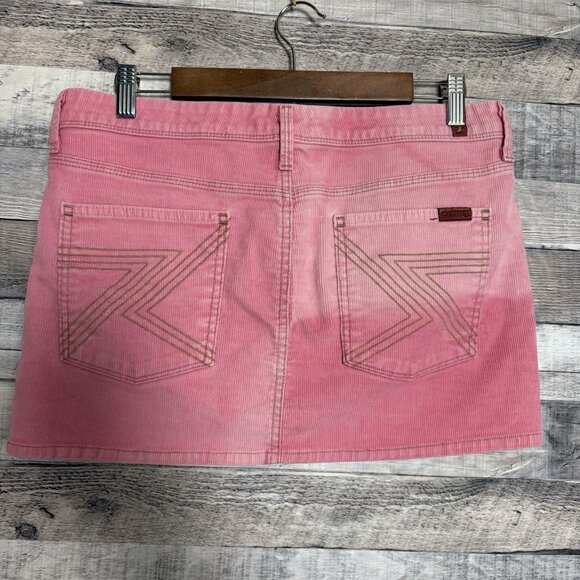 7 for all Mankind Pink Corduroy Mini Skirt Flynt Size 31 - Picture 2 of 9